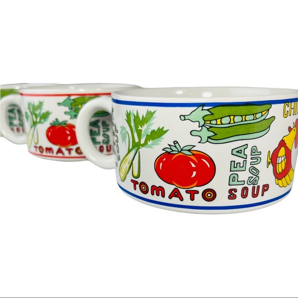 Vintage 70s 3- Large Vegetable Soup Mugs w/Handle - Picture 13 of 16